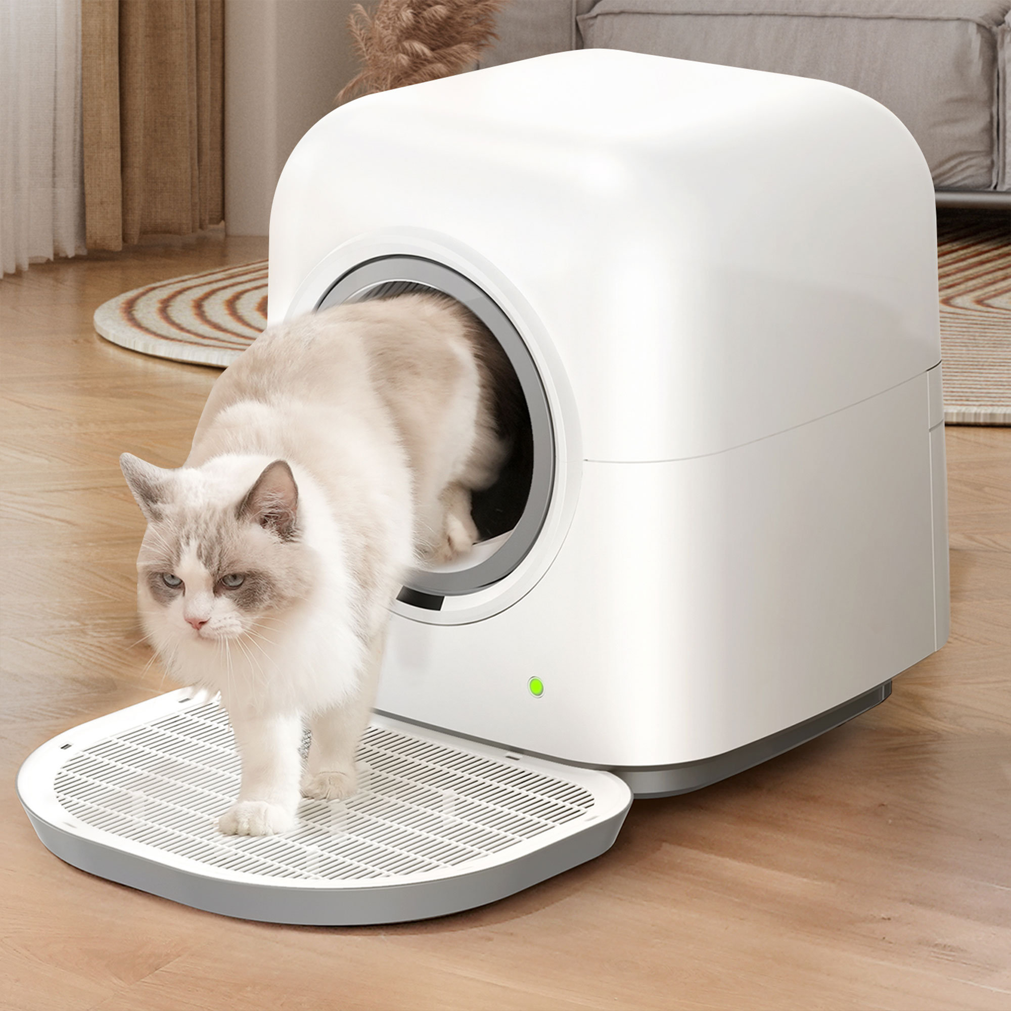 Tucker Murphy Pet 60L 6L Smart Automatic Cat Litter Box With Mat Liner Self Cleaning App Control Odor Removal Safety Protection Wayfair